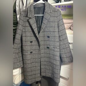 Plaid Double-Breasted Women's Coat